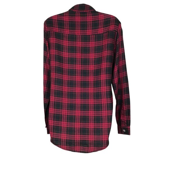 The Kooples Black & Red Plaid Button Down Shirt With Studs & Bead Work Size XXS - Picture 4 of 6